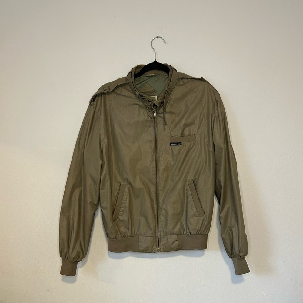 Taupe‎ Members Only Racer Jacket Vintage Epaulets 42 Unisex